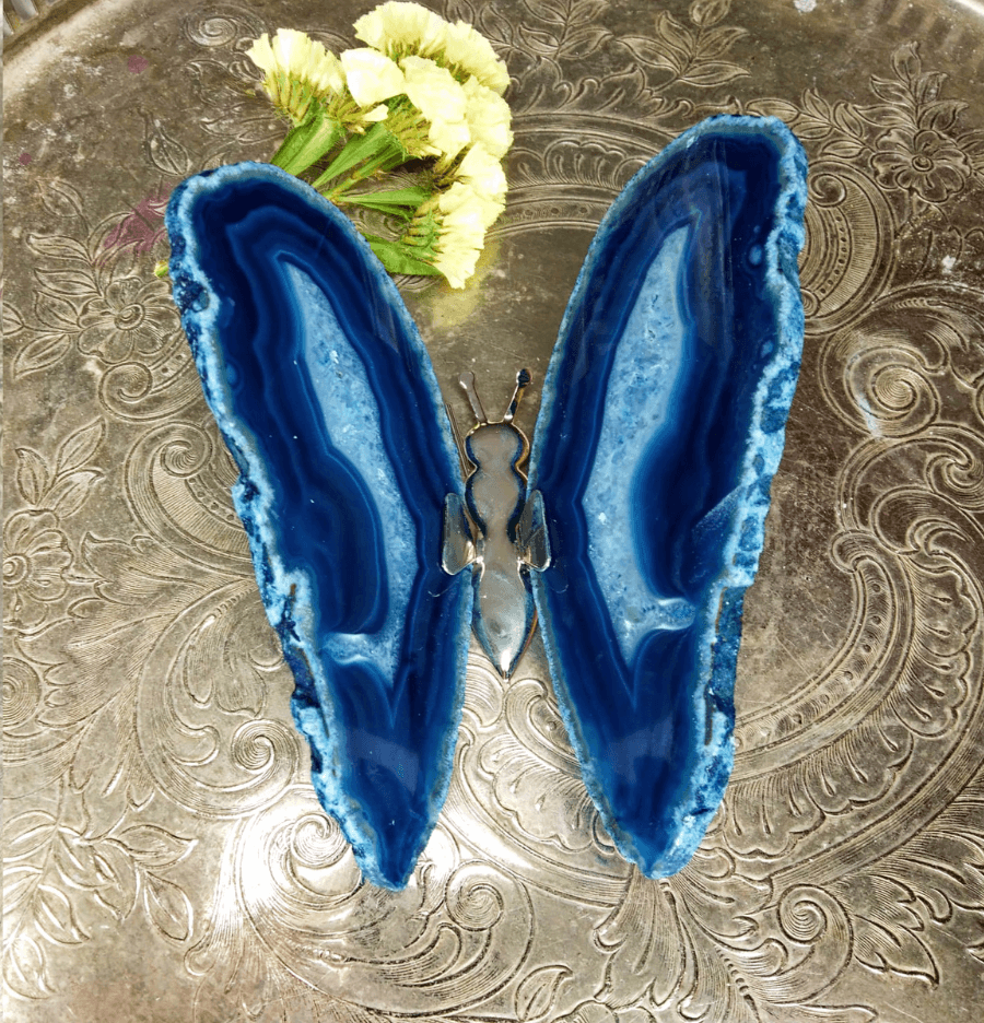 Agate Slice Butterfly (Blue) - Spirit and Stardust