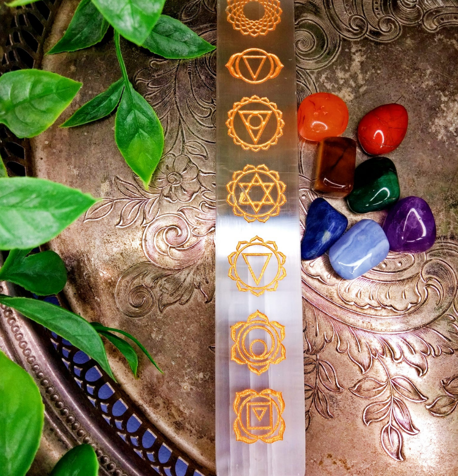 Seven Chakra Selenite Charging Plate