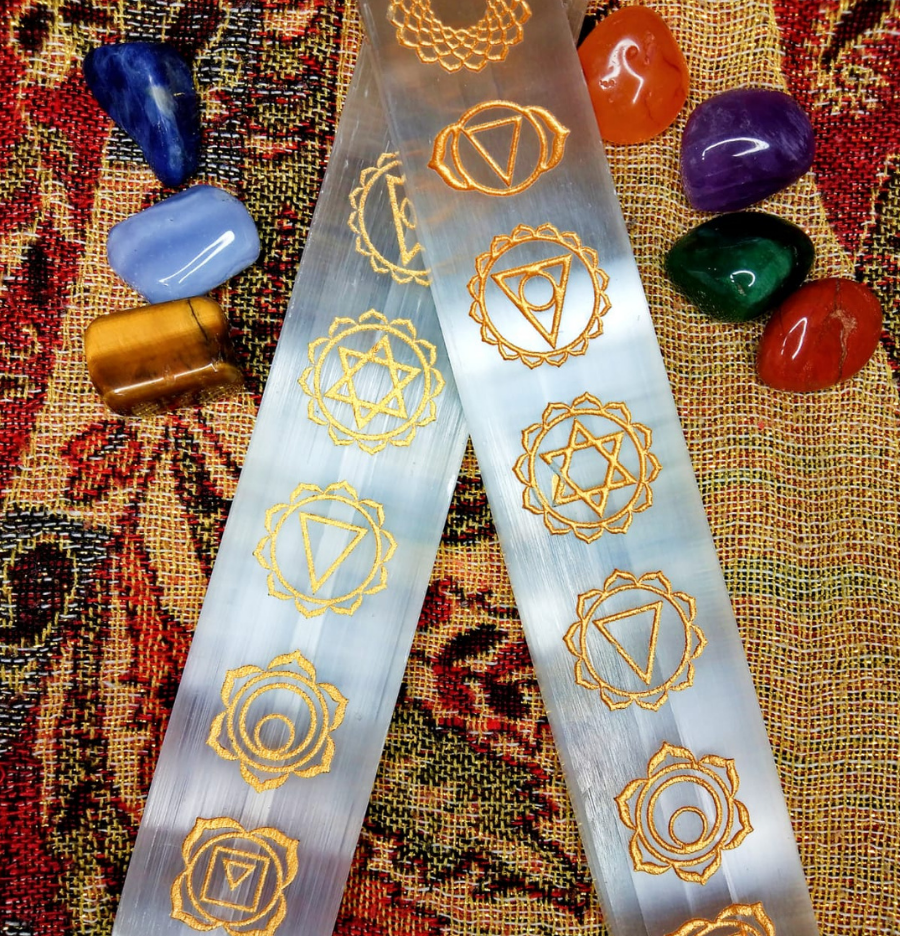 Seven Chakra Selenite Charging Plate