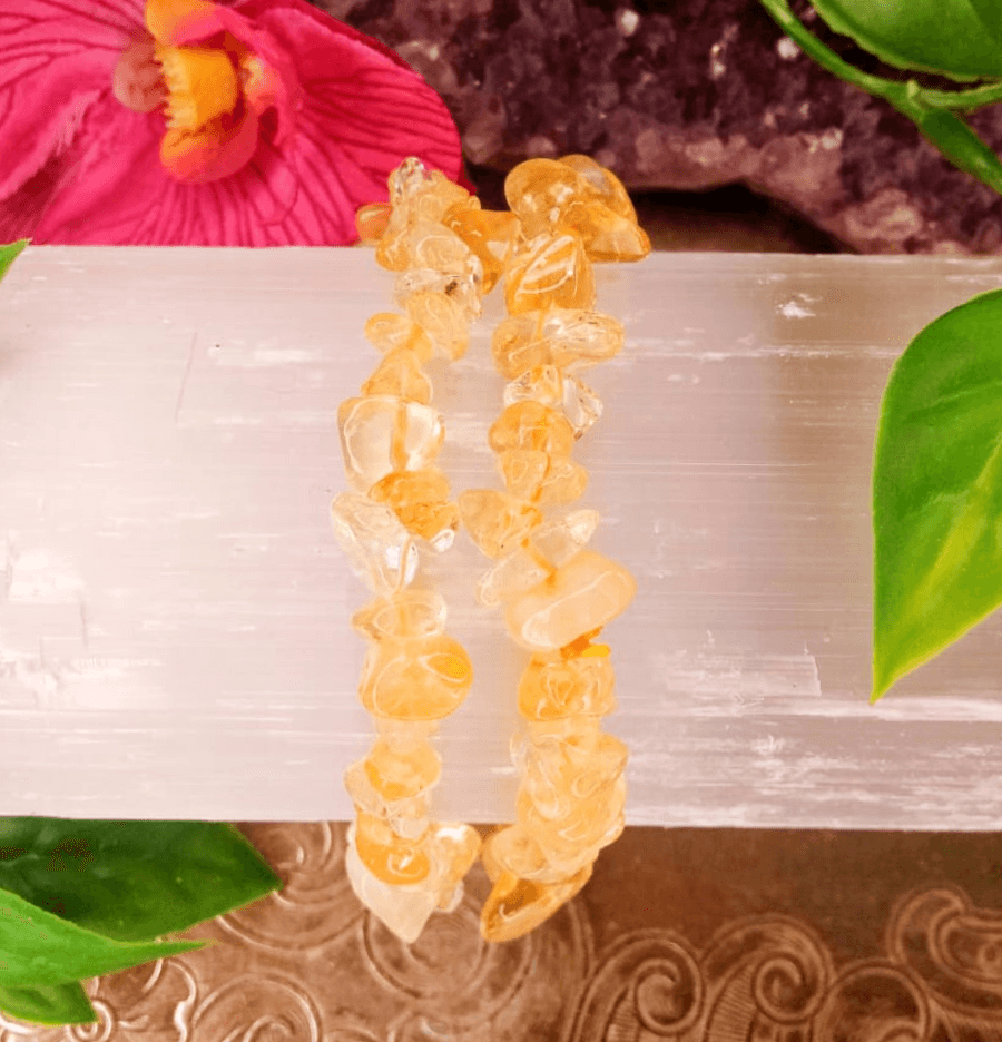 Citrine Crystal Chip Bracelet For Wealth - Spirit and Stardust