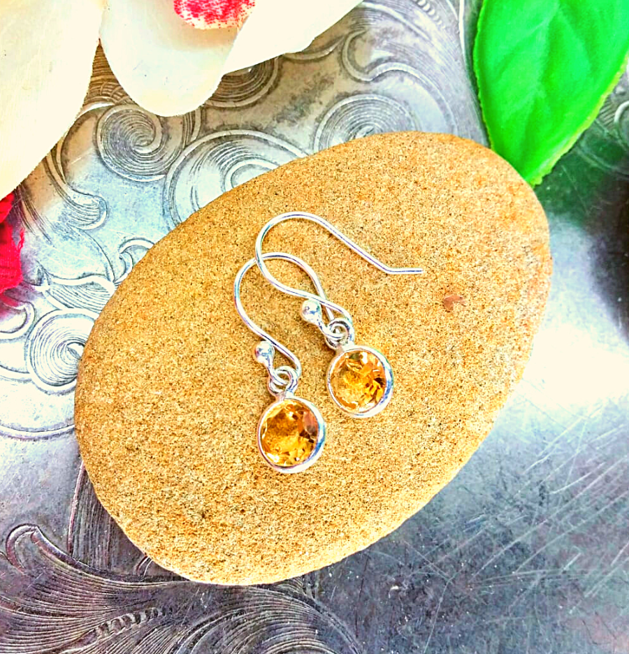 Citrine Sterling Silver Drop Earrings