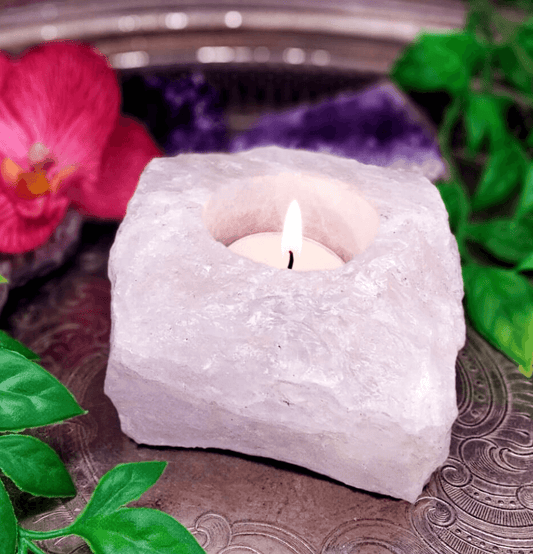 Clear Quartz Crystal Candle Holder (Raw) - Spirit and Stardust