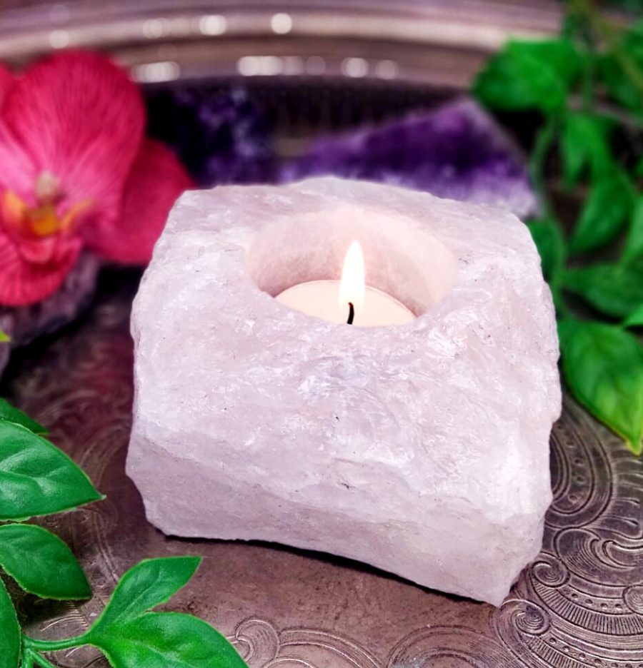 Clear Quartz Crystal Candle Holder