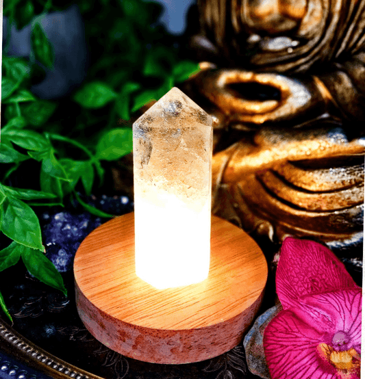 Polished Clear Quartz Point Lamp - Spirit and Stardust