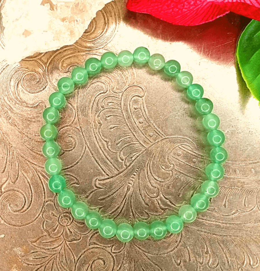 Green Aventurine Bracelet For Luck (6mm Beads) - Spirit and Stardust