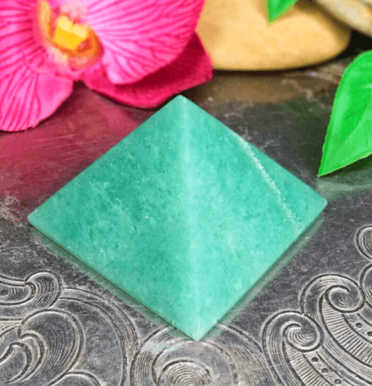 Green Aventurine Crystal Pyramid - Spirit and Stardust