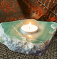 Green Quartz Crystal Candle Holder (Polished) - Spirit and Stardust