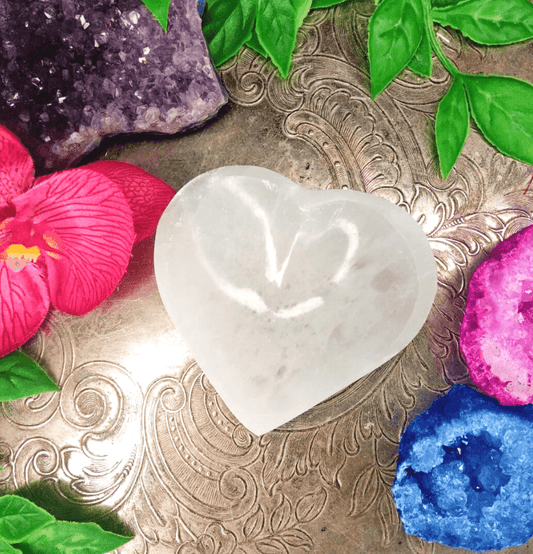 Beautifully Carved and Polished White Selenite Heart Shaped Bowl (Small) - Spirit and Stardust