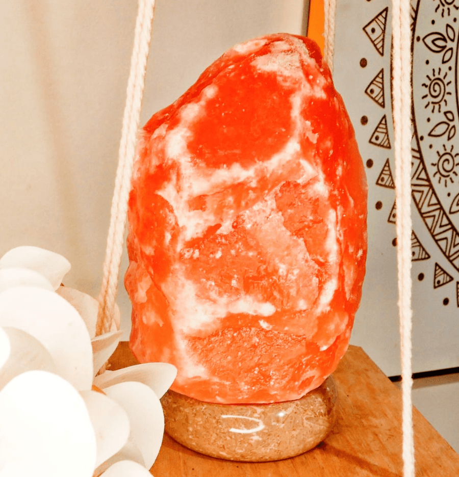 Pink Himalayan Salt Lamp on Polished Stone Base - Spirit and Stardust