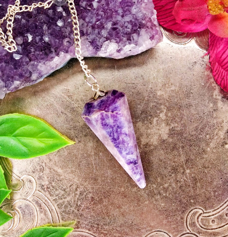 Lepidolite Crystal Hexagon Pendulum - Spirit and Stardust