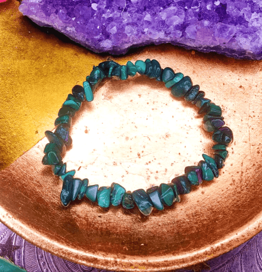 Malachite Crystal Chip Bracelet For Travel Protection - Spirit and Stardust