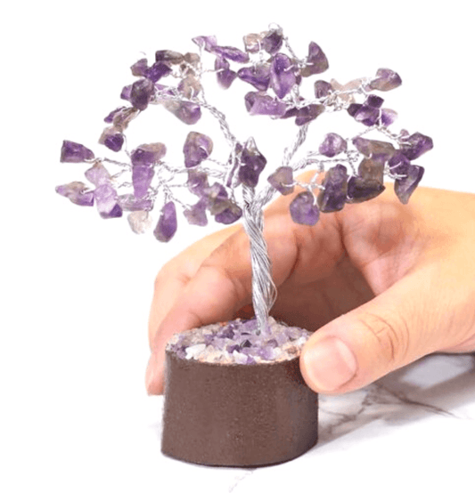 Amethyst Mini Gemstone Tree With Timber Base - Spirit and Stardust