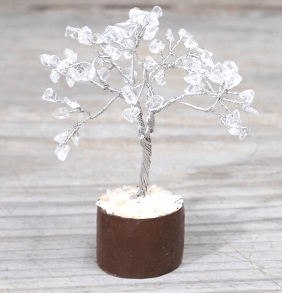 Clear Quartz Mini Gemstone Tree With Timber Base - Spirit and Stardust