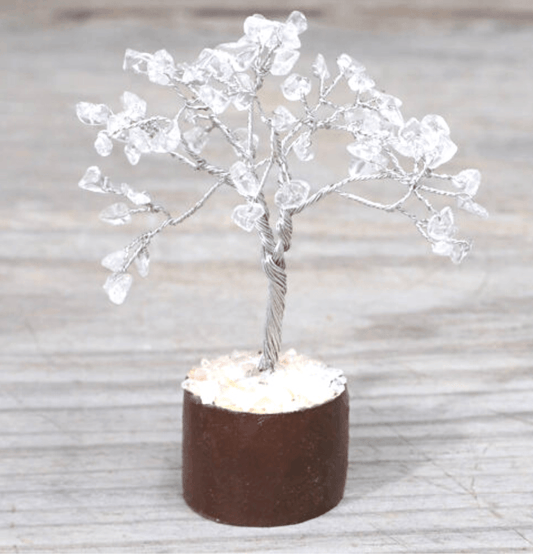Clear Quartz Mini Gemstone Tree With Timber Base - Spirit and Stardust