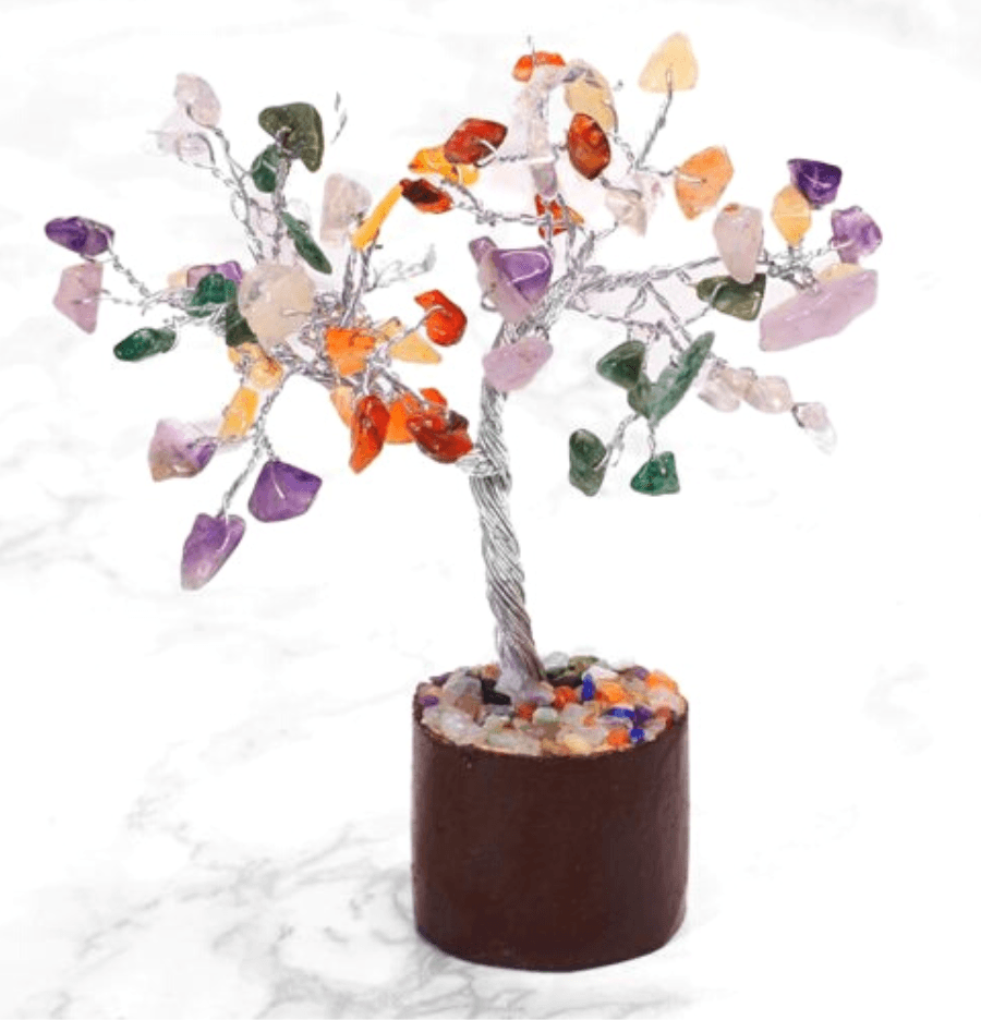 Mixed Mini Gemstone Tree With Timber Base - Spirit and Stardust