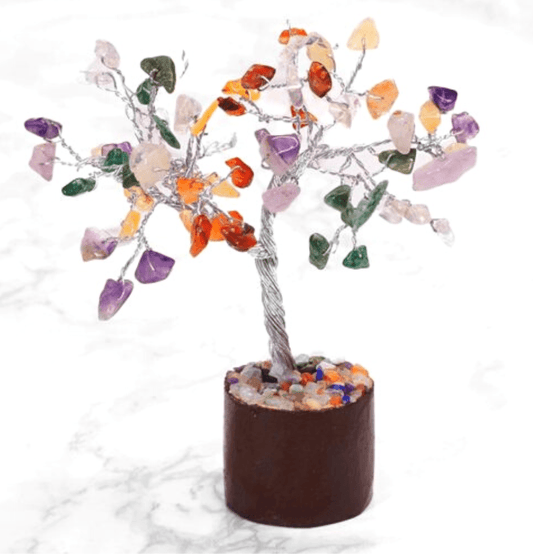 Mixed Mini Gemstone Tree With Timber Base - Spirit and Stardust