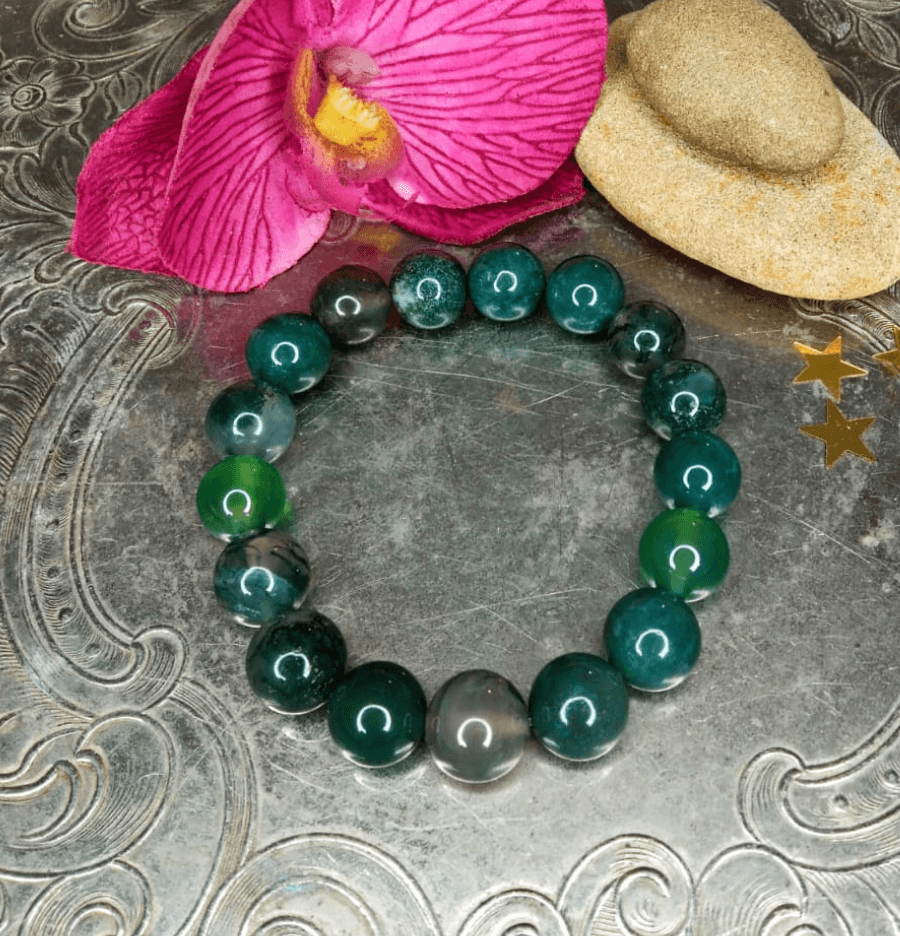 Green Moss Agate Bracelet For Wealth - Spirit and Stardust