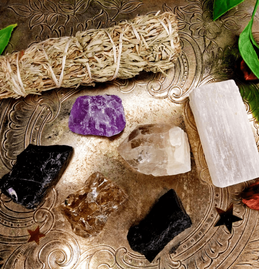 Negative Energy Removal and Protection Raw Crystal Healing Set in Gift Box - Spirit and Stardust
