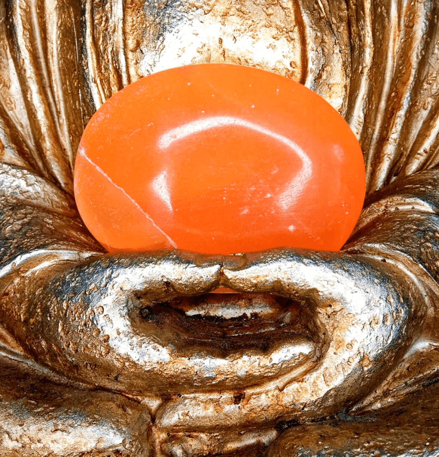 Orange Selenite Palm Stone For Recharging - Spirit and Stardust