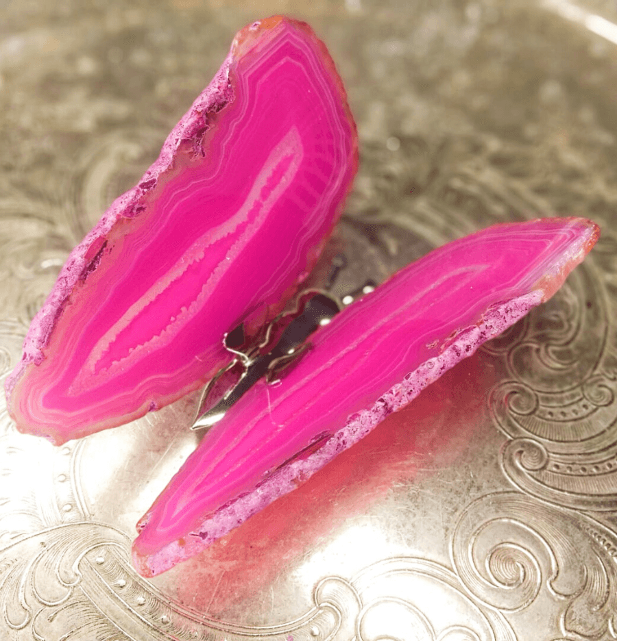 Agate Slice Butterfly (Pink) - Spirit and Stardust
