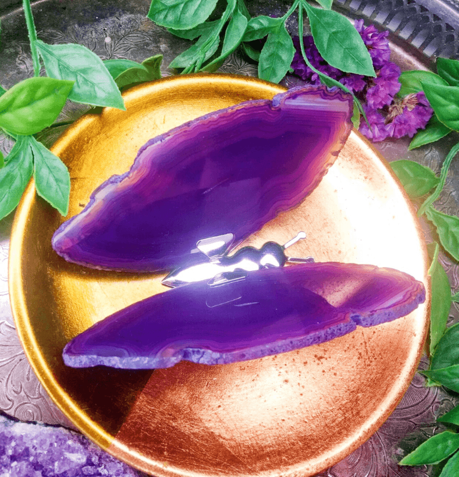Agate Slice Butterfly (Purple) - Spirit and Stardust