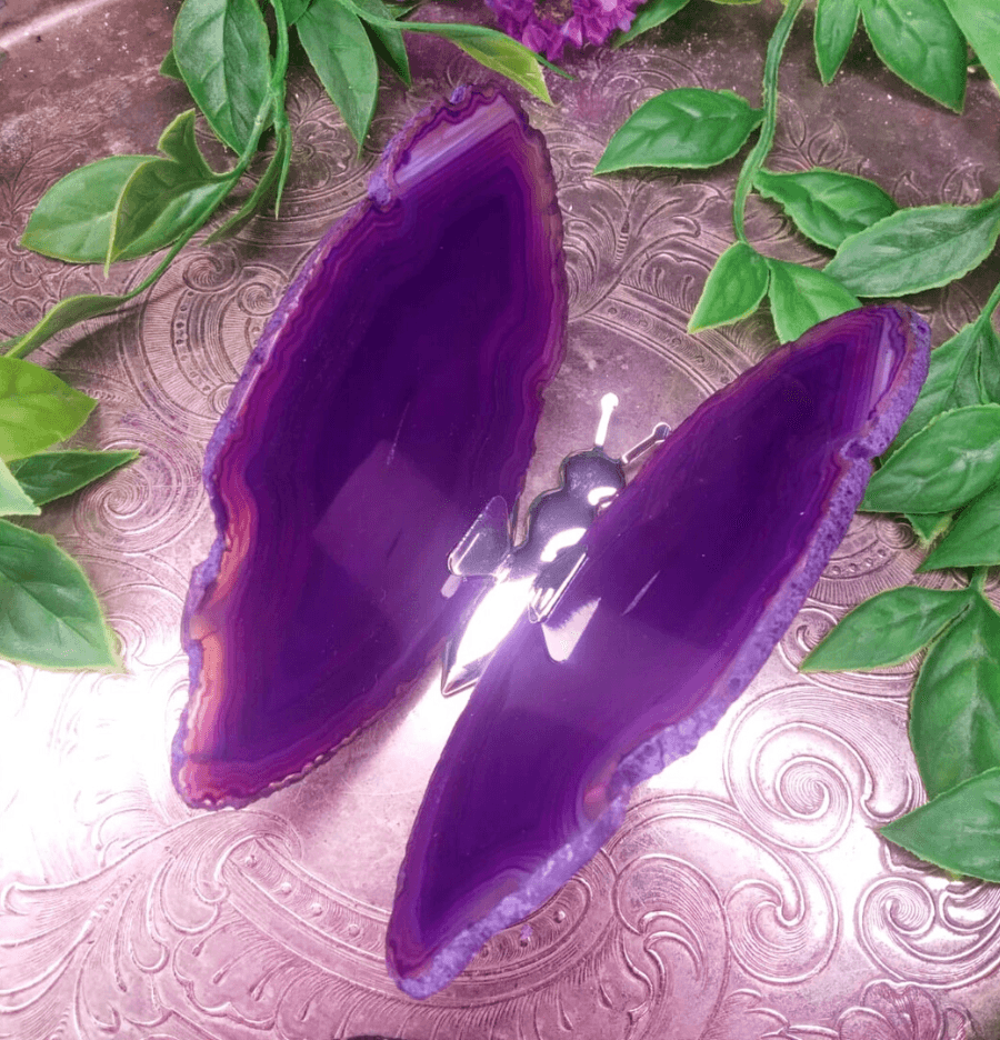 Agate Slice Butterfly (Purple) - Spirit and Stardust