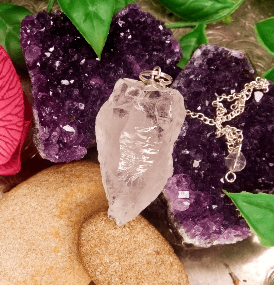 Raw Clear Quartz Crystal Pendulum - Spirit and Stardust