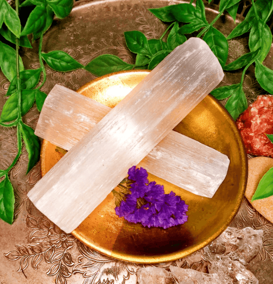 Raw White Selenite Crystal Wand - Spirit and Stardust