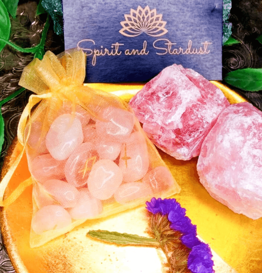 Rose Quartz Witch's Crystal Rune Set - Spirit and Stardust