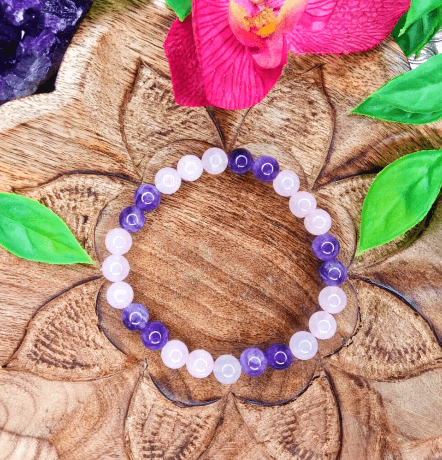 Rose Quartz and Amethyst Bracelet For Manifestation and Love - Spirit and Stardust
