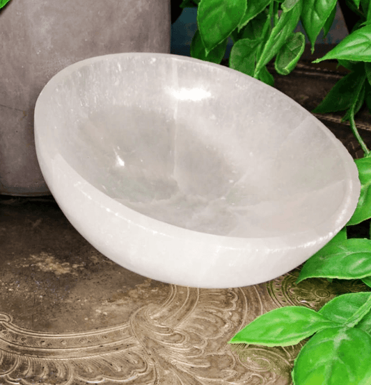 Beautifully Carved and Polished White Selenite Bowl (Small) - Spirit and Stardust