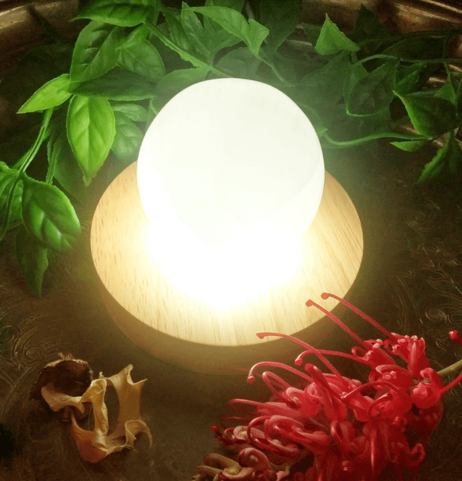 White Selenite Sphere Lamp - Spirit and Stardust