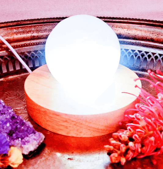 White Selenite Sphere Lamp - Spirit and Stardust