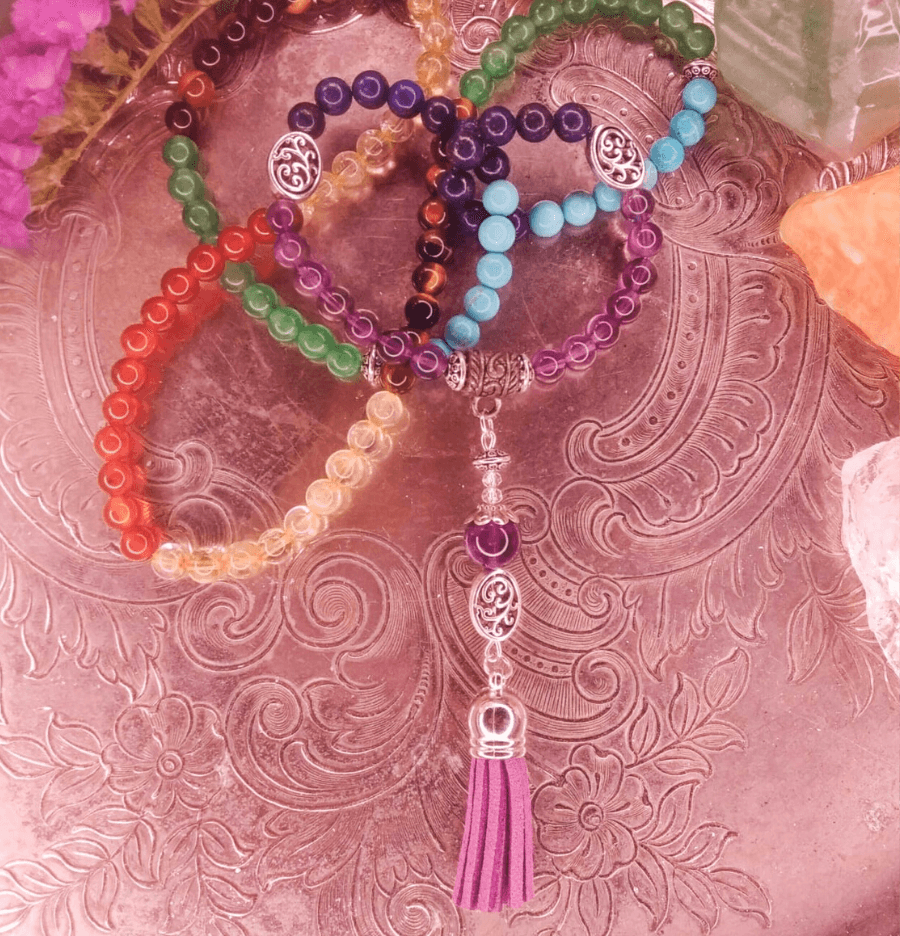 Seven Chakra Crystal Mala Bead Necklace - Spirit and Stardust