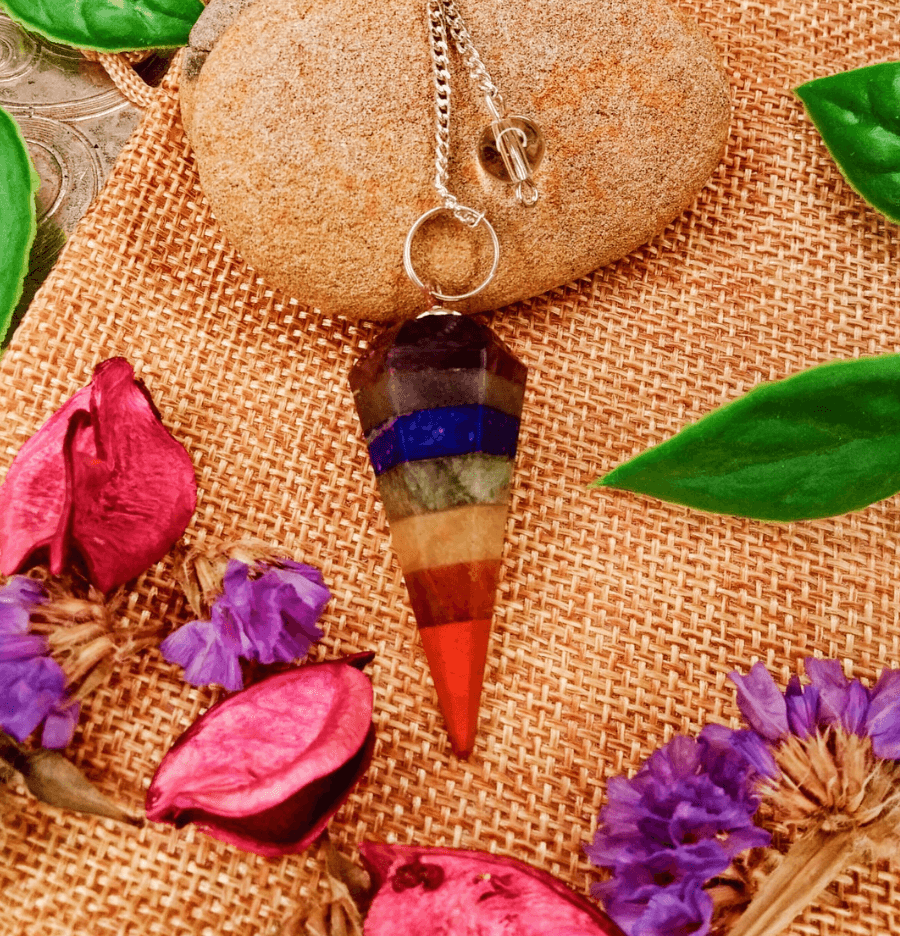 Seven Chakra Crystal Hexagon Pendulum - Spirit and Stardust