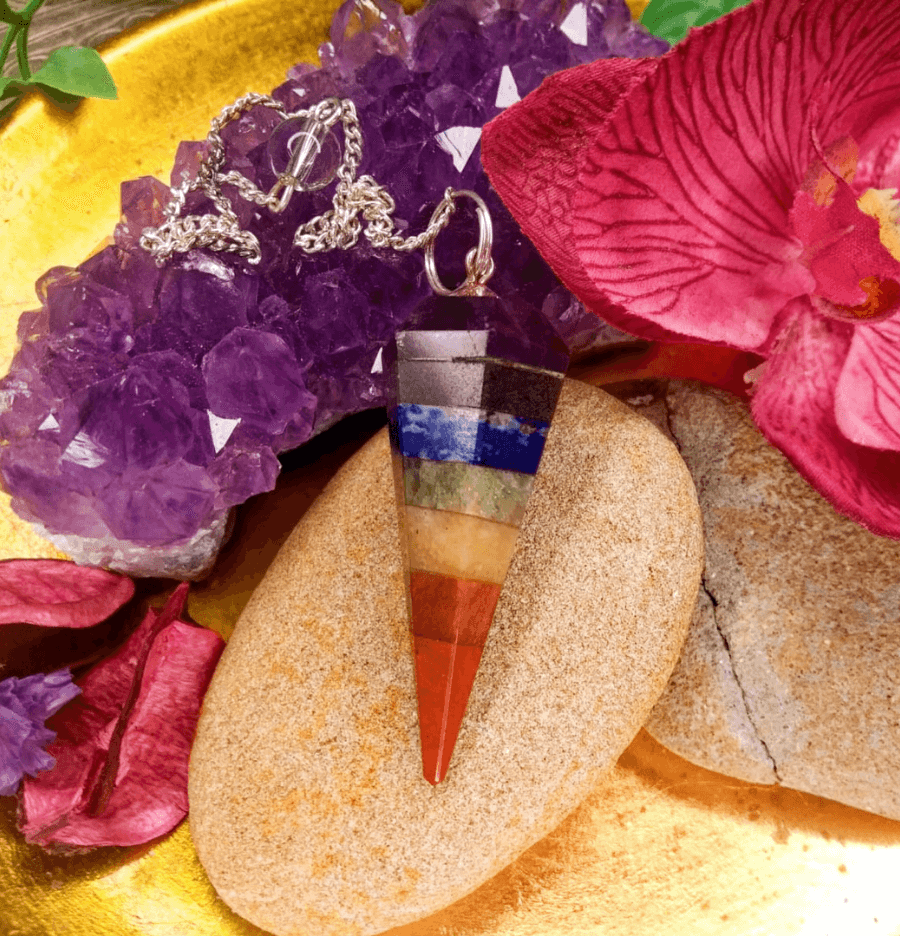 Seven Chakra Crystal Hexagon Pendulum - Spirit and Stardust