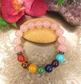 Seven Chakra and Rose Quartz Bracelet For Love (10mm)