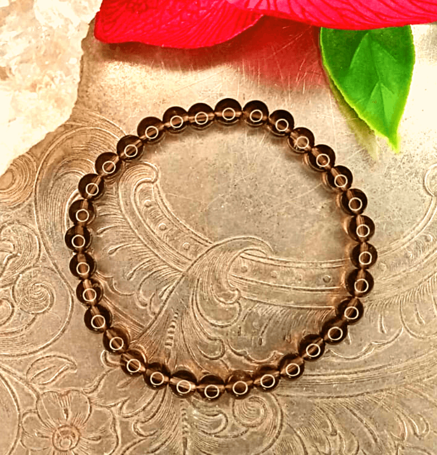 Smoky Quartz Bracelet For Anxiety Relief (6mm Beads) - Spirit and Stardust