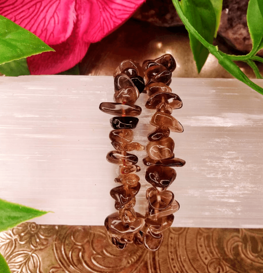 Smoky Quartz Crystal Chip Bracelet For Anxiety Relief - Spirit and Stardust