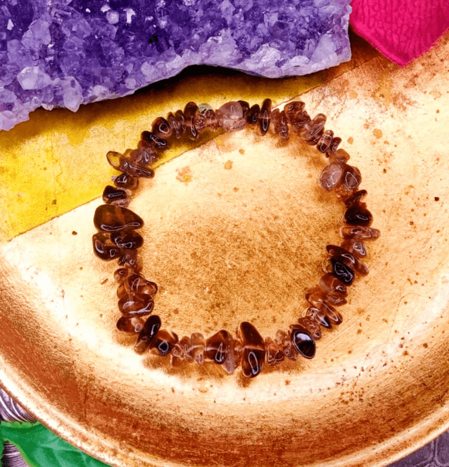 Smoky Quartz Crystal Chip Bracelet For Anxiety Relief - Spirit and Stardust