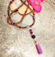 Smoky Quartz and Amethyst Crystal Mala Bead Necklace - Spirit and Stardust