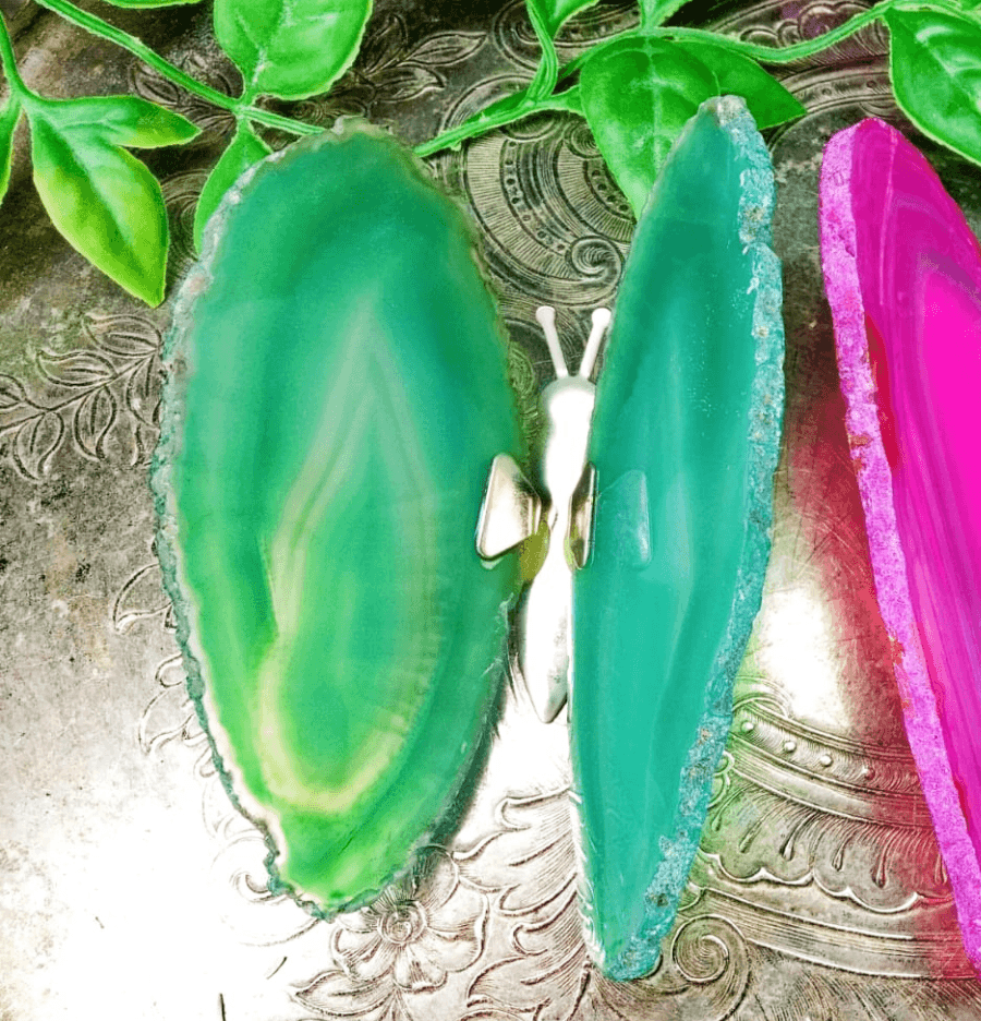 Agate Slice Butterfly (Teal) - Spirit and Stardust
