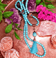 Turquoise Crystal Mala Bead Necklace - Spirit and Stardust
