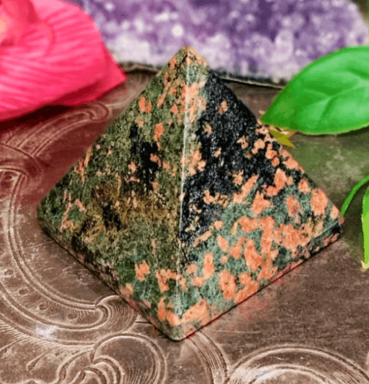 Unakite Crystal Pyramid - Spirit and Stardust