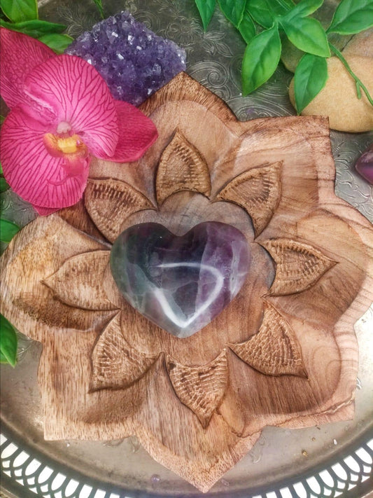 Fluorite Crystal Heart - Spirit and Stardust