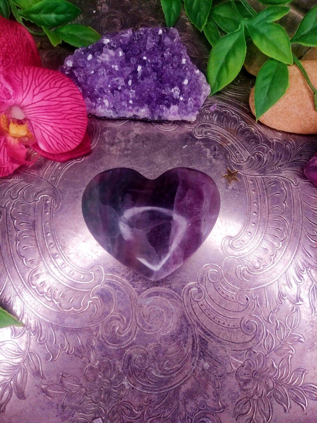Fluorite Crystal Heart - Spirit and Stardust