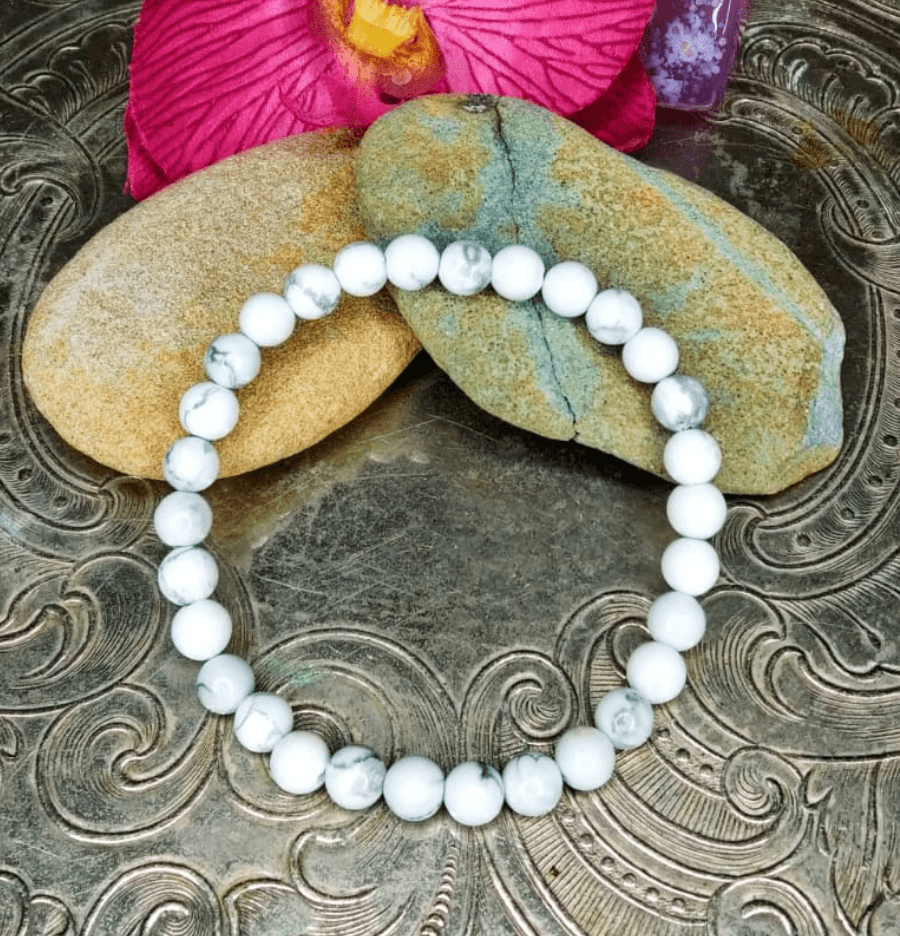 White Howlite Bracelet For Peace (6mm Beads) - Spirit and Stardust