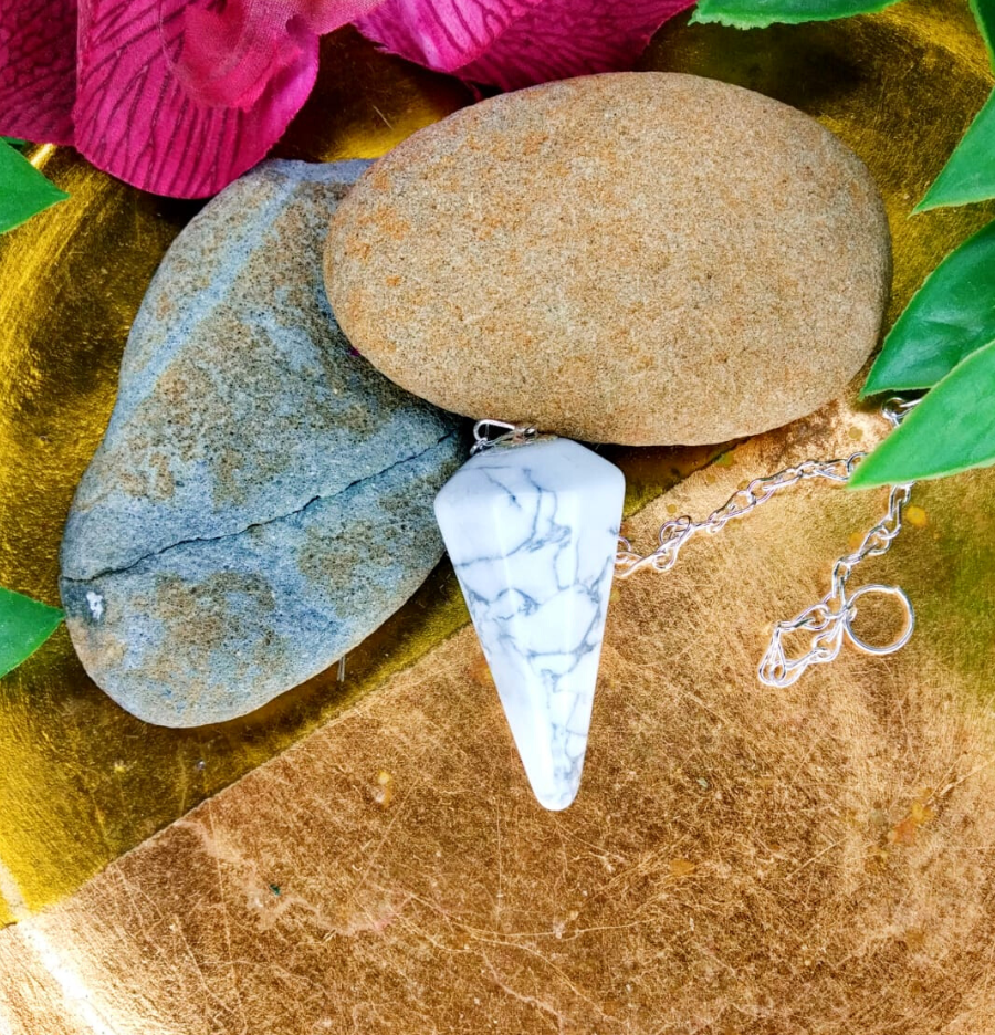 White Howlite Crystal Hexagon Pendulum - Spirit and Stardust