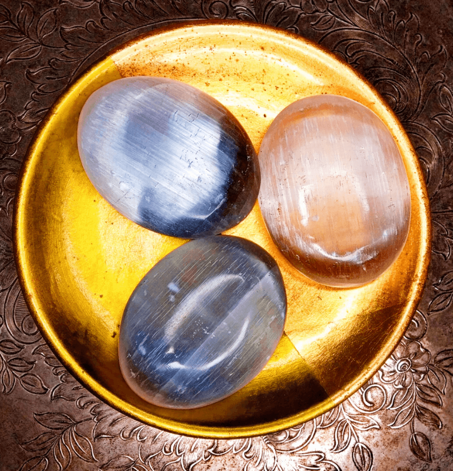 White Selenite Palm Stone For Recharging - Spirit and Stardust