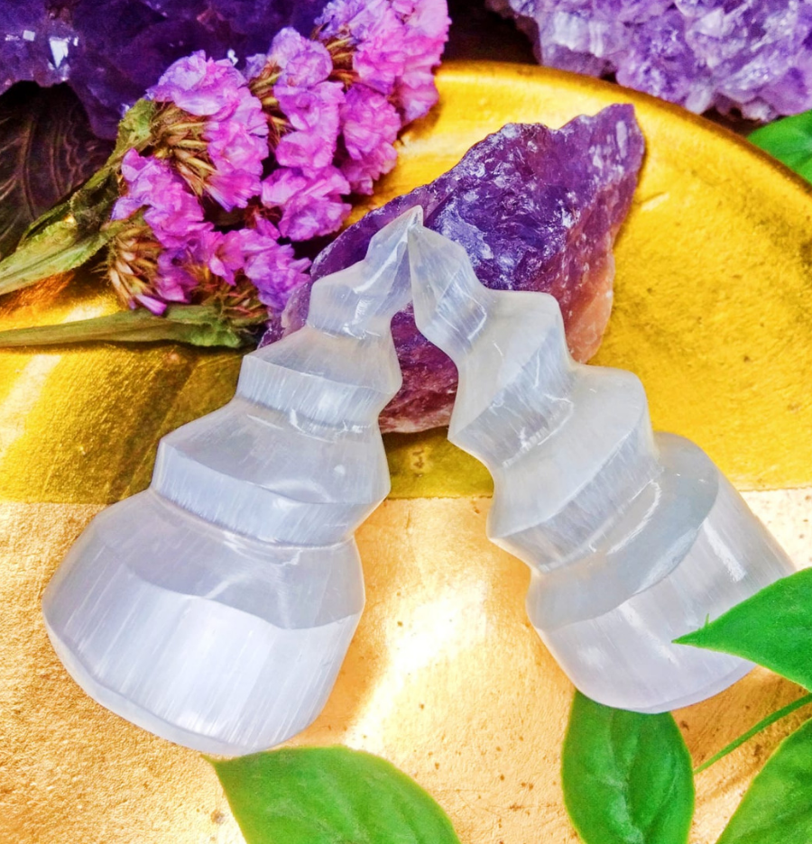 White Selenite Spiral Tower